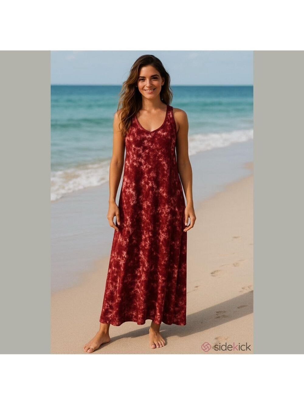 ROUGE Long "hooded" dress/cover up, Maroon Long to ankle w/slits. PTP 22”, L52”